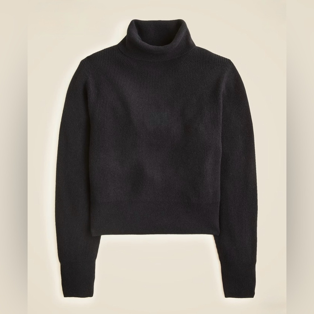 NWT! J. CREW Women’s Ribbed 100% Cashmere Turtleneck Sweater Black Size Small